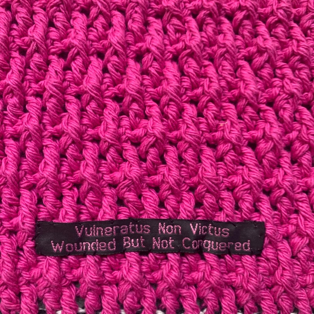 All Cotton Breast Cancer Awareness motif Washcloths — crocheted.  Set of 2. - Picture 2 of 4